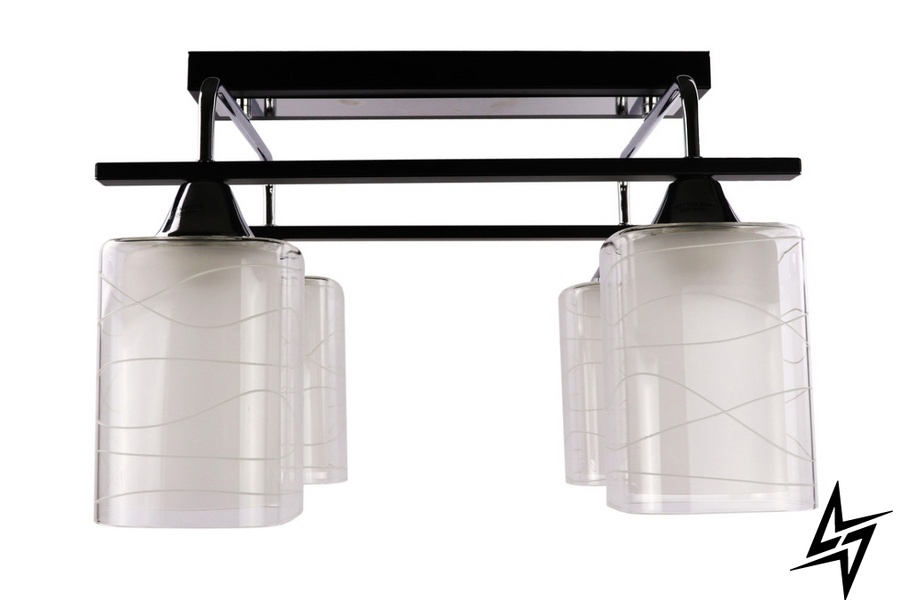 Стельова люстра на 4 лампочки L23-37120 Чорний 126/4-bk фото наживо, фото в дизайні інтер'єру