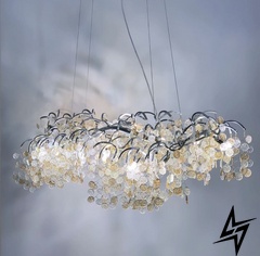 Удлиненный светильник в серебряном цвете с каскадными пластинами LE25114 12xG9 50x120см Хром/Прозрачный Y 08/L1200 CH фото в живую, фото в дизайне интерьера