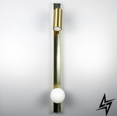 Линейный настенный светильник со спотом и матовым плафоном LE26364 10x80x14см Латунь/Белый G 5703-800 AB фото в живую, фото в дизайне интерьера