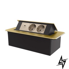 Розетка мебельная двойная с USB-С Livolo золотая (VL-SHS013-TC-UC45W-AP-A) фото