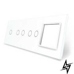Сенсорная панель выключателя 5 сенсоров и розетку (1-2-2-0) Livolo белый стекло (VL-P701/02/02/E-8W) фото