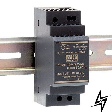 Блок живлення Mean Well на DIN-рейку 24W 12V IP20 HDR-30-12 HDR-30-12 фото