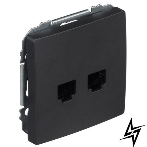 Розетка комп'ютерна 2-на Siemens Delta Style RJ45 Cat5e чорний коссо 22782AC02 фото