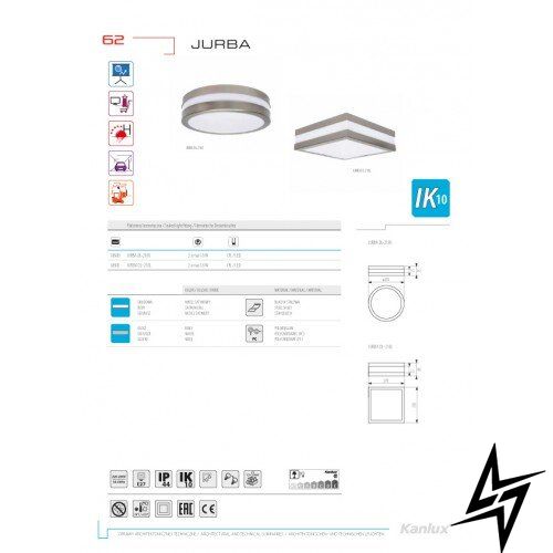 Стельовий світильник для ванної Kanlux Jurba 8981 84590 фото наживо, фото в дизайні екстер'єру