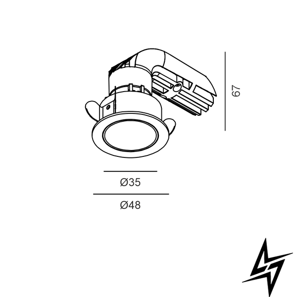 LTX 01.3910.8.940.WH/MN Вбудований стельовий світильник з рамкою NANO R, D48мм, H67мм, CREE LED 8W, 640Lm, 4000K, 50&deg;, CRI>90, 700mA, IP44, білий/титановий фото