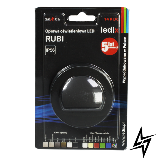 Настінний світильник Ledix Rubi з рамкою 09-111-61 накладний Чорний 5900K 14V LED LED10911161 фото наживо, фото в дизайні інтер'єру