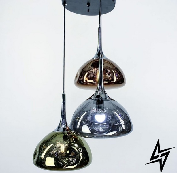 Серия подвесных светильников с мятым стеклом LE26014 Черный/Золото 0565/1 фото в живую, фото в дизайне интерьера