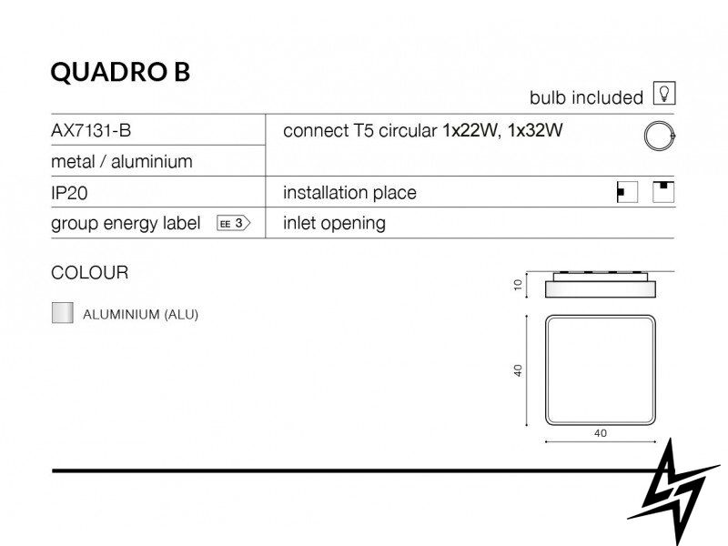 Стельовий світильник AZ0203 Azzardo Quadro AX7131-B  фото наживо, фото в дизайні інтер'єру