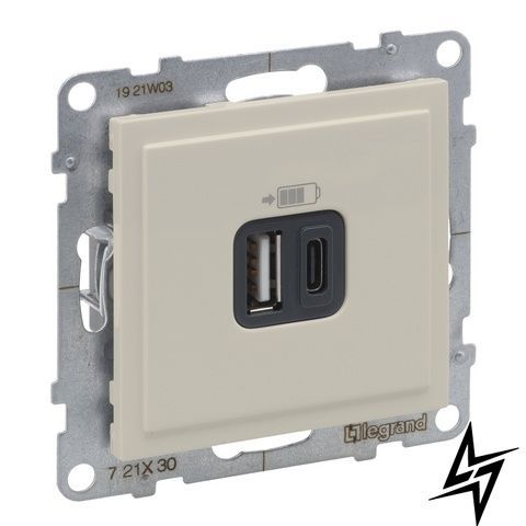USB-розетка Legrand 721230 Suno, слонова кістка, глянцева, 220 В 721230 фото