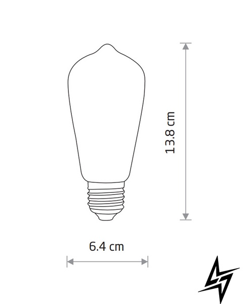 LED лампа Nowodvorski 10594 Vintage Bulb E27 6W 2200K 360Lm 6,4 х 13,8 х 6,4 см фото