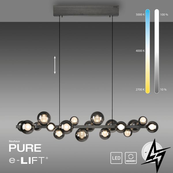 Paul Neuhaus Pure E-Popup 2557-15 Люстра LED 45W 3888Lm 2700-5000K Сірий фото