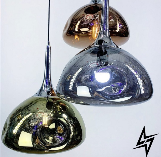 Серия подвесных светильников с мятым стеклом LE26015 Черный/Медь 0565/1 фото в живую, фото в дизайне интерьера