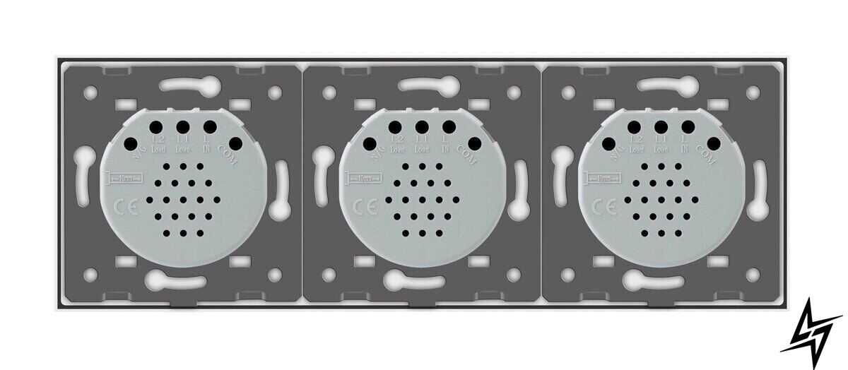 Сенсорный радиоуправляемый проходной выключатель 6 сенсоров (2-2-2) Livolo белый стекло (VL-C702SR/C702SR/C702SR-11) фото
