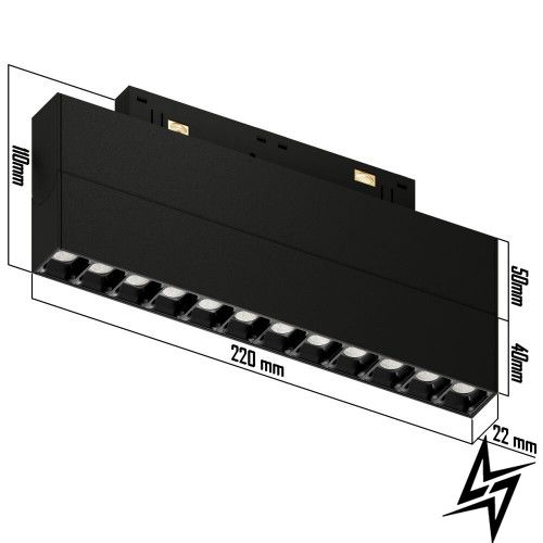 Магнітний світильник лінійний ArtShine A1024 DotBook L220 12W 3000K 960Lm 48V 36° Чорний фото
