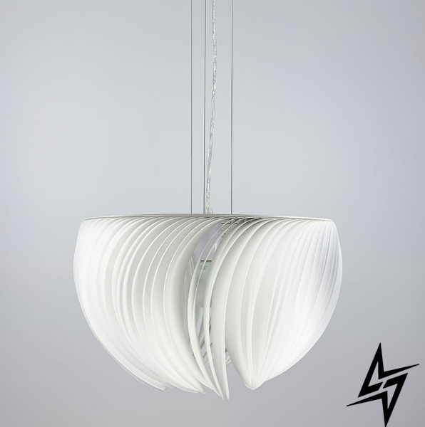 Подвесной светильник с декоративными пластинами LE26666 1xE27 40x40см Белый AA 235 фото в живую, фото в дизайне интерьера