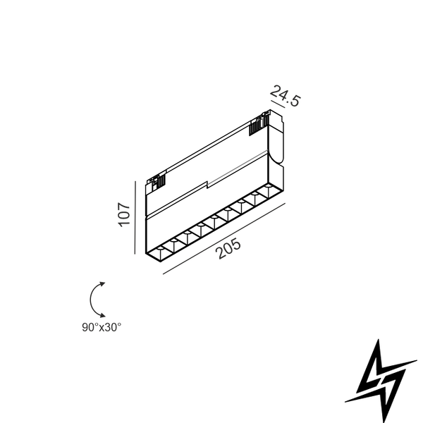 LTX 06.2052.12.930.WH.2G Прожектор COMFORT B 205, L205mm, W24.5mm, H107mm, CREE LED 12W, 3000K, 800Lm, 36&deg;, CRI>90, 48V, 2-х групний, Вкл./Викл., IP20, білий фото