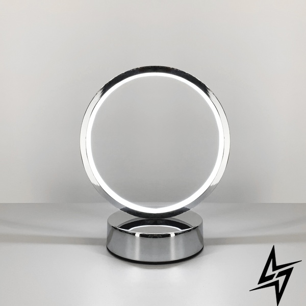 Декоративна кругла хромована лампа LE30933 LED 13W 4000K 23x29см Хром 6007 СH фото наживо, фото в дизайні інтер'єру