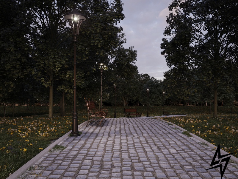 Светильник садово-парковый London 2 PikArt 5905  фото в живую, фото в дизайне экстерьера