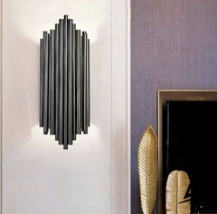 Дизайнерський настінний світильник Harmonic Black LE26267 2xE14 20x50x9см Чорний WS 17A/2 BK фото наживо, фото в дизайні інтер'єру