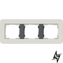 0213421 Рамка с антрацитовой подложкой E3 Светло-серый / Антрацит 3-постовая Gira фото
