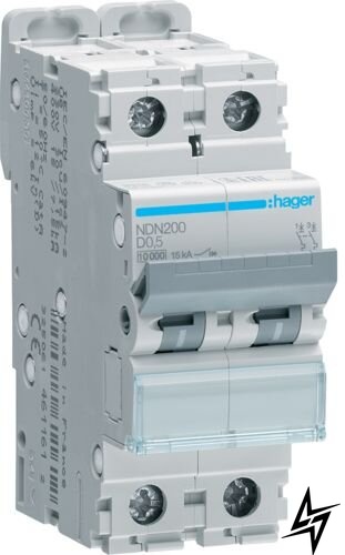 Автоматический выключатель Hager NDN200 2P 0,5A D 10kA фото