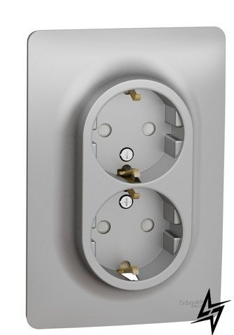Подвійна розетка Schneider Electric NU206730 Unica New, алюміній, матова, 16 А, IP20 фото