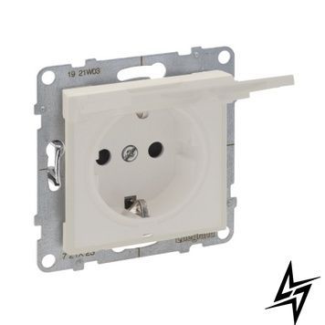 Розетка із з/к та кришкою і захист. шторками пруж.клеми 16А/250V для серії SUNO слонова кістка Legrand 721227 фото