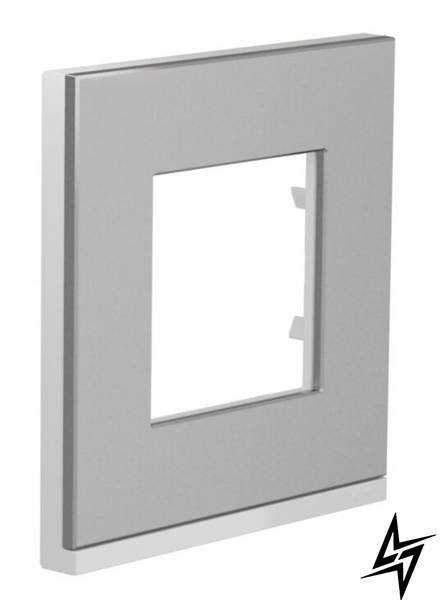 Горизонтальна однопостова рамка Unica New Pure NU600280 алюміній матовий / білий Schneider Electric фото