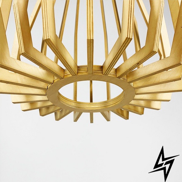 Деревянный подвесной светильник LE37924 1xE27 40см Золото MJ 72/1 фото в живую, фото в дизайне интерьера