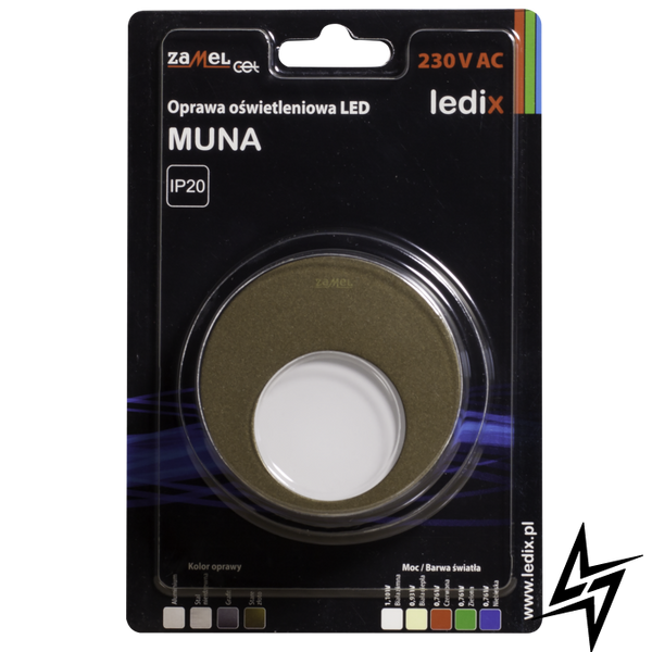 Настенный светильник Ledix Muna 02-221-41 врезной Старое золото 5900K ЛЕД LED10222141 фото в живую, фото в дизайне интерьера