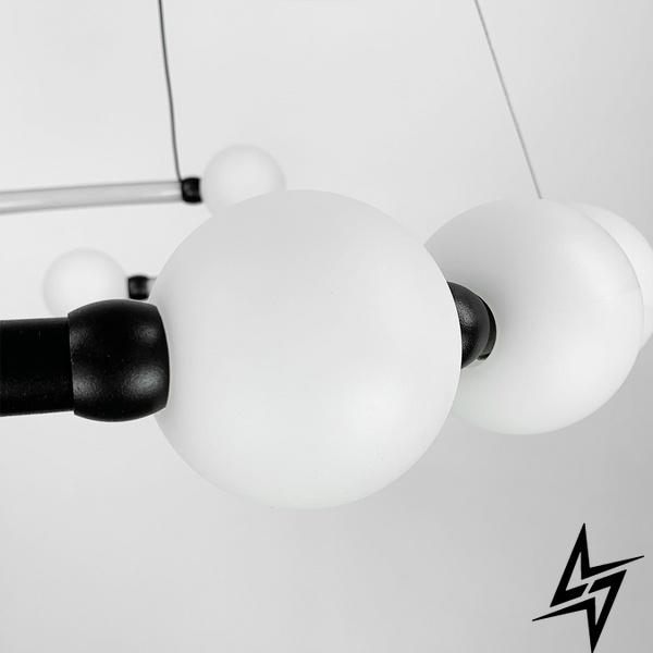 Чорна LED люстра з акриловими кульками LE41285 LED 82W 3000–4500–6000K 60x60см Білий 901-600 BK LED фото наживо, фото в дизайні інтер'єру