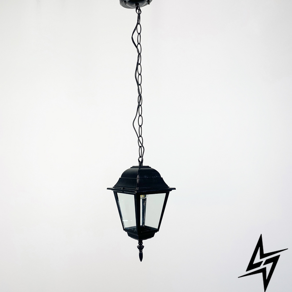 Підвісний вуличний ліхтар під лампу чорного кольору LE27017 15x20см Чорний/Прозорий 9030 H/S BK фото наживо, фото в дизайні екстер'єру