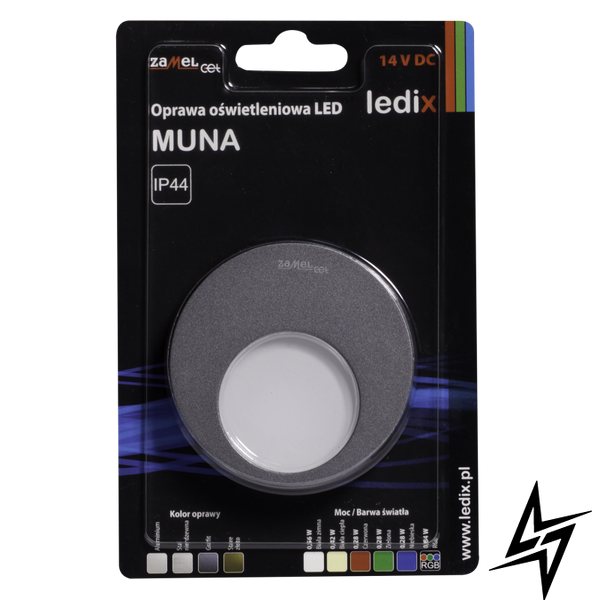 Настенный светильник Ledix Muna 02-111-31 накладной Графит 5900K 14V ЛЕД LED10211131 фото в живую, фото в дизайне интерьера