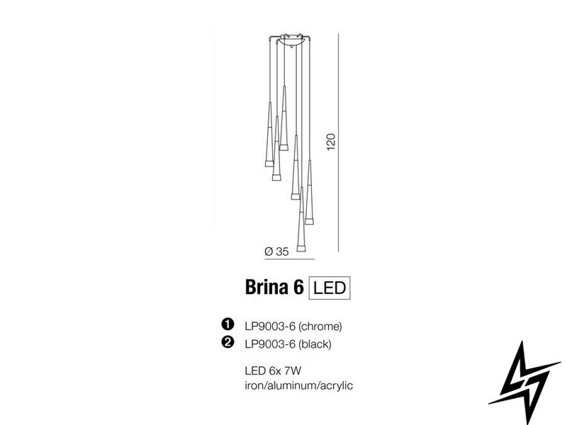 Підвісний світильник AZ0934 Azzardo Brina LP9003-6-CH LED  фото наживо, фото в дизайні інтер'єру