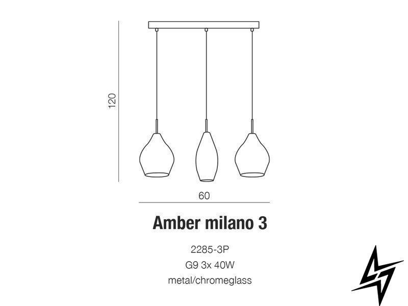 Люстра Azzardo Amber Milano AZ2149 на 3 лампи G9, хромована, 60 &times; 120 см фото
