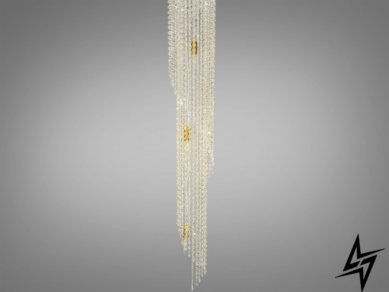 Сучасна кришталева люстра D23-32933 Золото FH012/1000x3400G-1 фото наживо, фото в дизайні інтер'єру