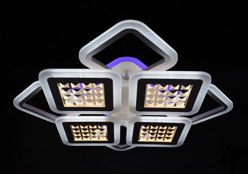 Люстра стельова LED з пультом L23-36924 Білий A2723/4+4S-RGB-wh фото наживо, фото в дизайні інтер'єру
