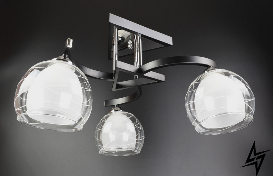 Потолочная люстра на 3 лампочки L23-37074 Черный 51098/3 фото в живую, фото в дизайне интерьера