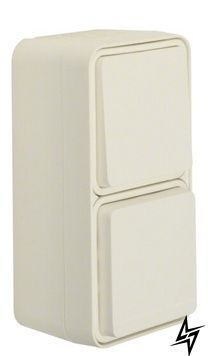 Вертикальная комбинация розетки с з/к 16А и выключателя 10АX, IP55, полярная белизна, 250В W.1 47803512 Berker WNC080B фото
