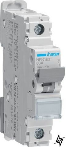 Автоматический выключатель Hager NRN163 1P, 63 А, C, 15 кА NRN163 фото