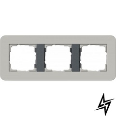 0213422 Рамка с антрацитовой подложкой E3 Серый / Антрацит 3-постовая Gira фото