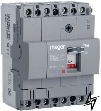 Автоматический выключатель HDA051L x160 In=50А 4P 18кА Hager фото