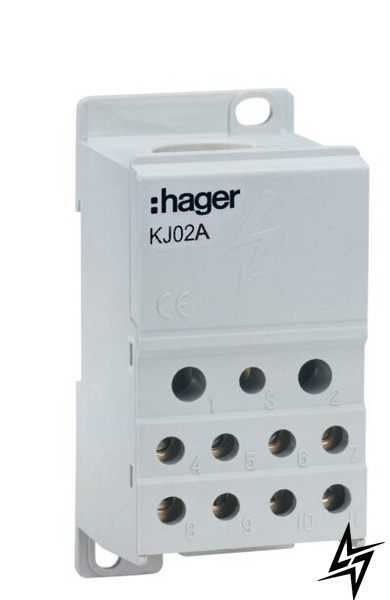 Блок розгалужувальний 250A (вхід 1х95мм2 вихід 2х25х16мм2 + 4х10мм2) KJ02A Hager фото