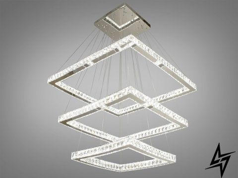 Підвісна кришталева LED люстра з пультом 165 Вт хром Gefeme 23-33282 фото
