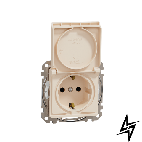Розетка 220В з заземленням захисною кришкою та шторками Schneider Electric SDD212024 Sedna Design бежевий IP44 пластик фото