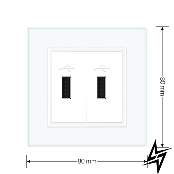 Розетка двойная USB с блоком питания Livolo белый стекло (VL-C792U-11) фото