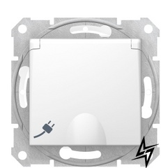 Розетка Sedna SDN3100321 IP44 с крышкой и с защитными шторками (белая) Schneider Electric фото