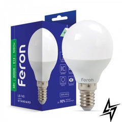 LED лампа Feron 25672 Standart E14 6W 4000K 4,5x8,2 см фото