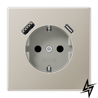 Розетка з USB SCHUKO 16А Нержавіюча сталь LS 990 Jung ES1520-15CA фото