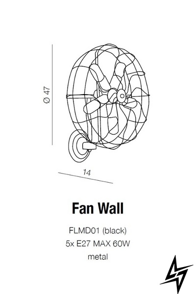 Настенный светильник Azzardo Fan Wall AZ1349 15988 фото в живую, фото в дизайне интерьера